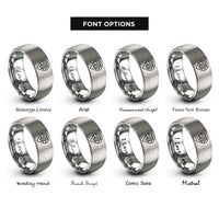 font options for inside engraving on gray waterfall pin rings