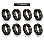 font options for inside engraving on gunmetal & black waterfall pin rings