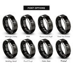 font options for inside engraving on black & grey watering can rings