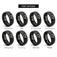 font options for inside engraving on black watering can rings