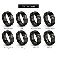 font options for inside engraving on black watering can rings