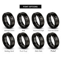 font options for inside engraving on black watering can rings