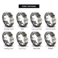 font options for inside engraving on grey watering can rings
