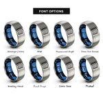 font options for inside engraving on blue & silver waterline stripes rings