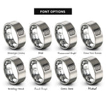 font options for inside engraving on gray waterline stripes rings