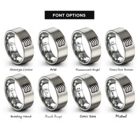 font options for inside engraving on gray waterline stripes rings