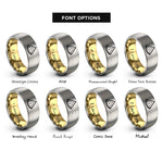 font options for inside engraving on gold & grey watermelon slice rings