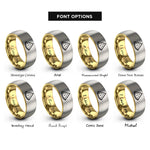 font options for inside engraving on gold & grey watermelon slice rings