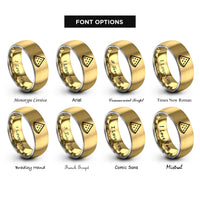 font options for inside engraving on gold & silver watermelon slice rings