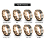 font options for inside engraving on rose gold watermelon slice rings