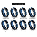font options for inside engraving on blue & grey wave band rings