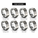 font options for inside engraving on grey wave band rings