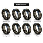 font options for inside engraving on gunmetal & blue wave band rings