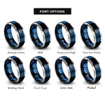font options for inside engraving on blue & grey wave circle rings