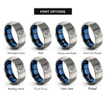 font options for inside engraving on blue & gray wave circle rings