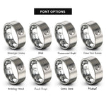 font options for inside engraving on silver wave circle rings