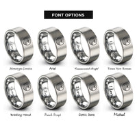 font options for inside engraving on silver wave circle rings