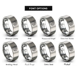 font options for inside engraving on grey wave circle rings