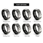 font options for inside engraving on black & gray wave crest rings