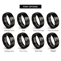 font options for inside engraving on black wave crest contours rings