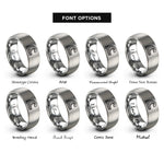 font options for inside engraving on gray wave crest contours rings