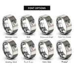 font options for inside engraving on silver wave divider rings
