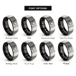 font options for inside engraving on black & gray wave icon rope rings