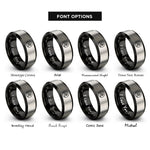 font options for inside engraving on black & grey wave motif rings