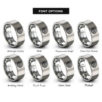 font options for inside engraving on silver wave pattern rings