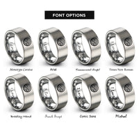 font options for inside engraving on silver wave pattern rings