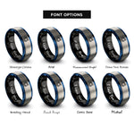 font options for inside engraving on black & blue & silver wave trident rings
