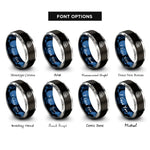 font options for inside engraving on black & blue & silver wave wash rings