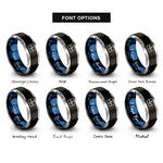font options for inside engraving on black & blue & silver waveform trace rings