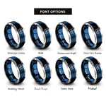 font options for inside engraving on blue & silver waveform trace rings