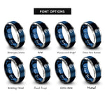 font options for inside engraving on blue & silver waves rings