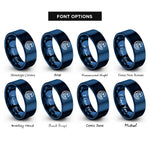 font options for inside engraving on blue waves rings