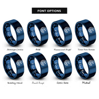 font options for inside engraving on blue waves rings