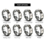 font options for inside engraving on silver waves rings