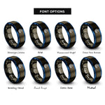 font options for inside engraving on gunmetal & blue waves rings