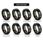 font options for inside engraving on gunmetal & blue waves rings