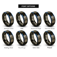 font options for inside engraving on gunmetal & blue waves rings