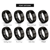 font options for inside engraving on black waving flag rings