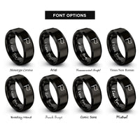 font options for inside engraving on black waving flag rings