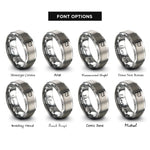 font options for inside engraving on silver waving flag rings