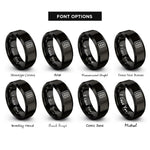 font options for inside engraving on black wavy square grid rings