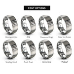 font options for inside engraving on grey wavy square grid rings