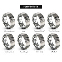 font options for inside engraving on grey wavy square grid rings