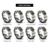 font options for inside engraving on grey wavy square grid rings