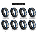 font options for inside engraving on black & blue & grey waxing crescent rings