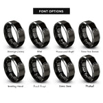 font options for inside engraving on black & grey waxing crescent rings